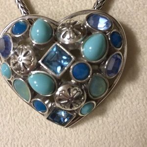 Brighton heart necklace turquoise opal blue stones